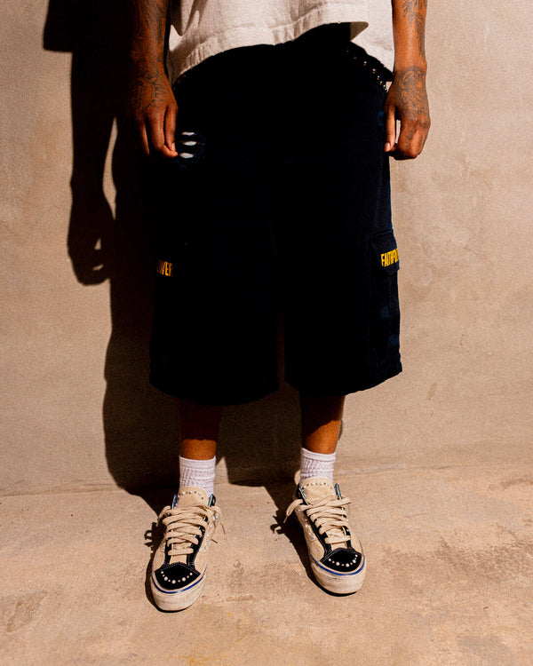 NAVY BLUE FAITHFUL FOLLOWERS Long Cargo Shorts