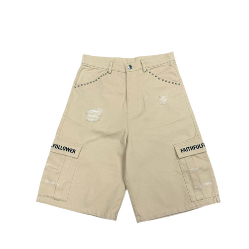 KHAKI FAITHFUL FOLLOWERS LONG CARGOS SHORTS